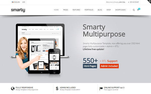Шаблон: Smarty - Website + Admin + RTL